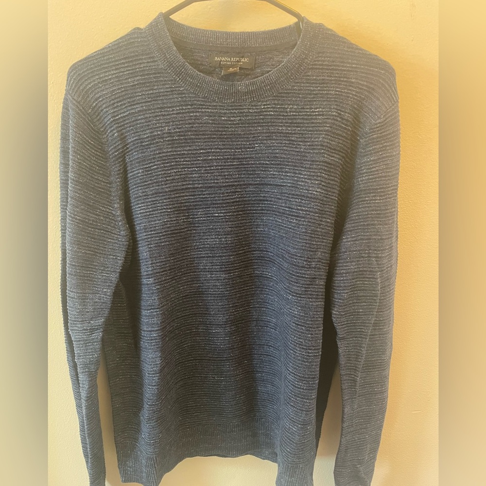 Banana Republic Textured Supima Cotton Sweater - Blue - Small - Like New!